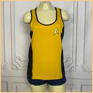 WeLoveFine x Star Trek Gold Emblem Black & Yellow Racerback Active Tank Top Lg